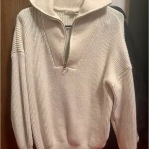 Cream Quarter-Zip Sweater